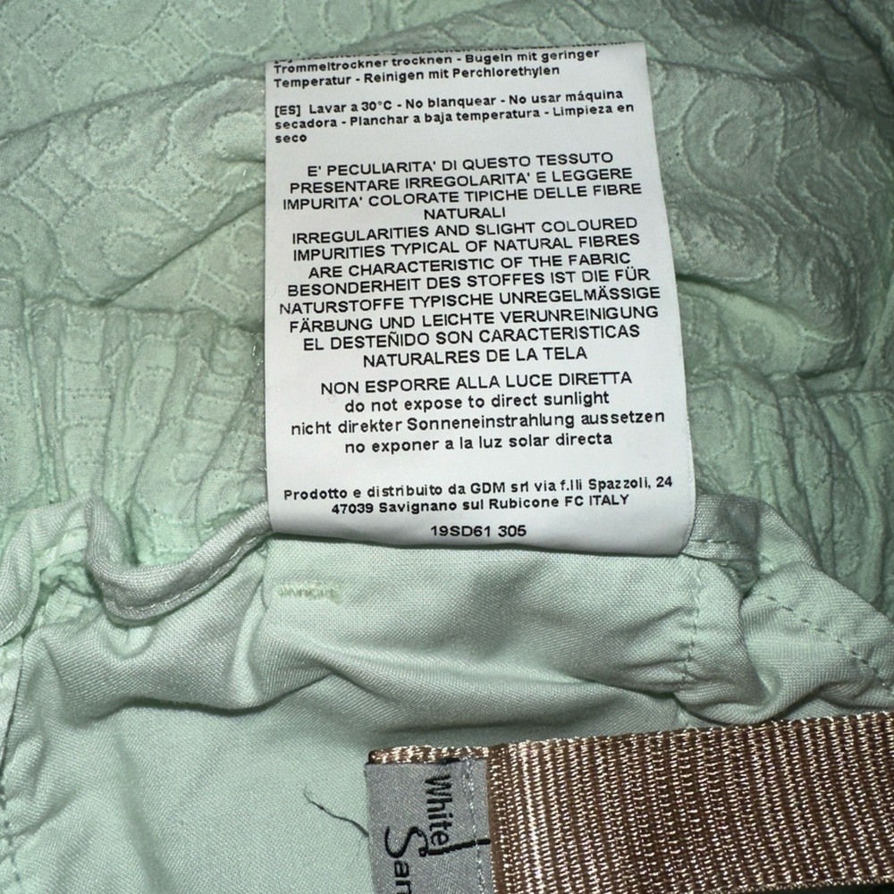 Mint Green Textured Ankle Pants with Gold Belt & Stone Detail, size IT 42 / US 6 - Picture 6 of 8